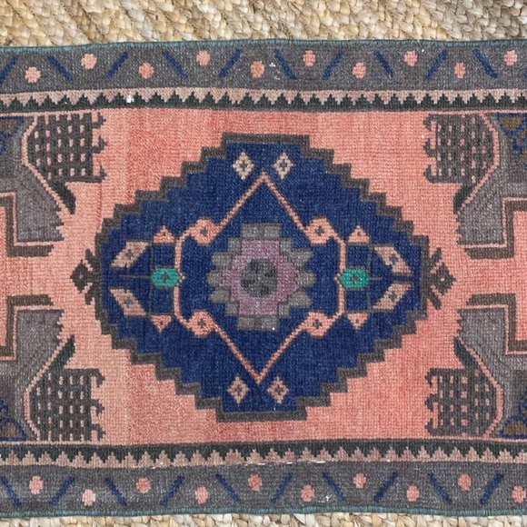 Vintage Small Boho Turkish Wool Mini 2x3 Rug Decor - Picture 3 of 5